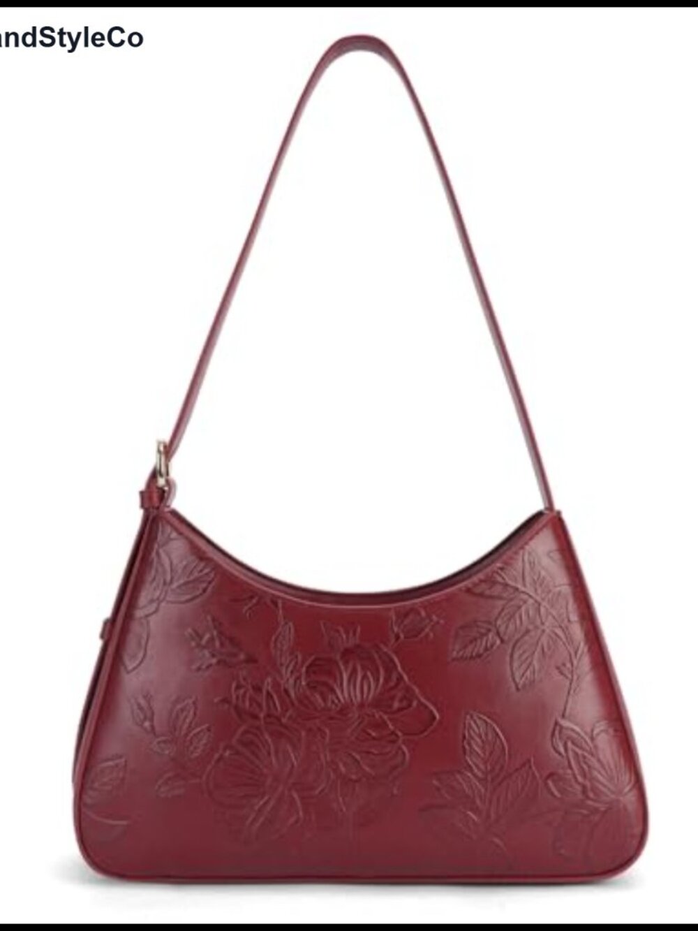 Vegan Leather Crescent Hobo Bag Embossed Design Shoulder Purse Clutch Underarm
